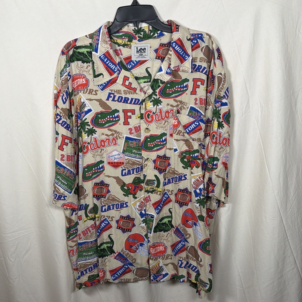 Lee Sport‎ Florida Gators Button Up Shirt Mens XL All Over Print NCAA